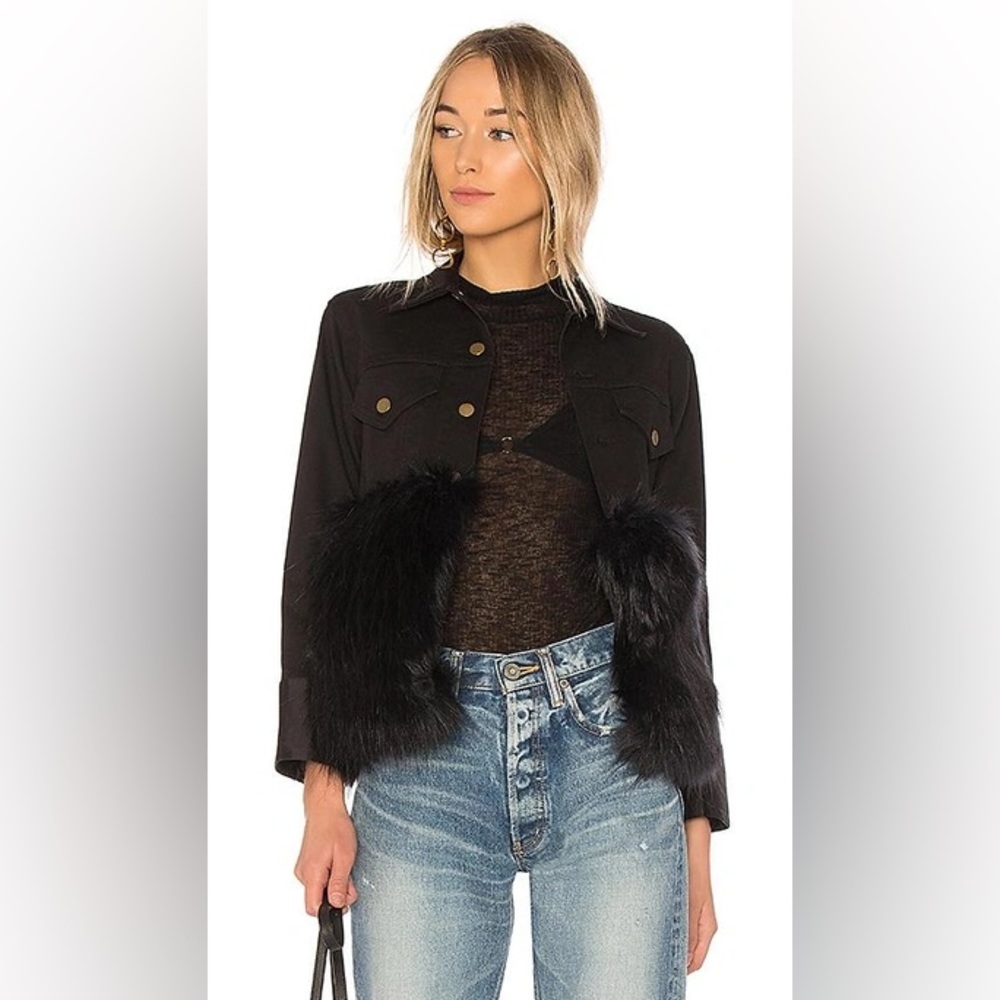 Nwot Harvey Faircloth black denim jacket with fur